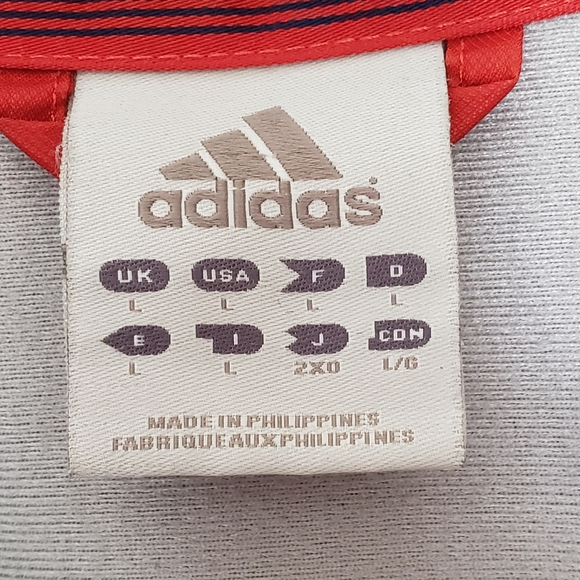 Vintage Adidas Windbreaker Jacket Men Size L Orange Blue Striped Full Zip Lined - Picture 4 of 11